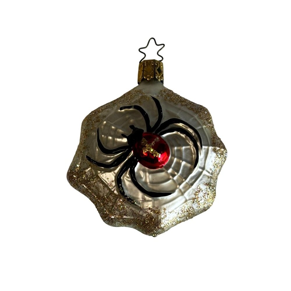 Old World Christmas Glass Ornament Spider on Web 3" Retired w/Box Glitter - Picture 2 of 5